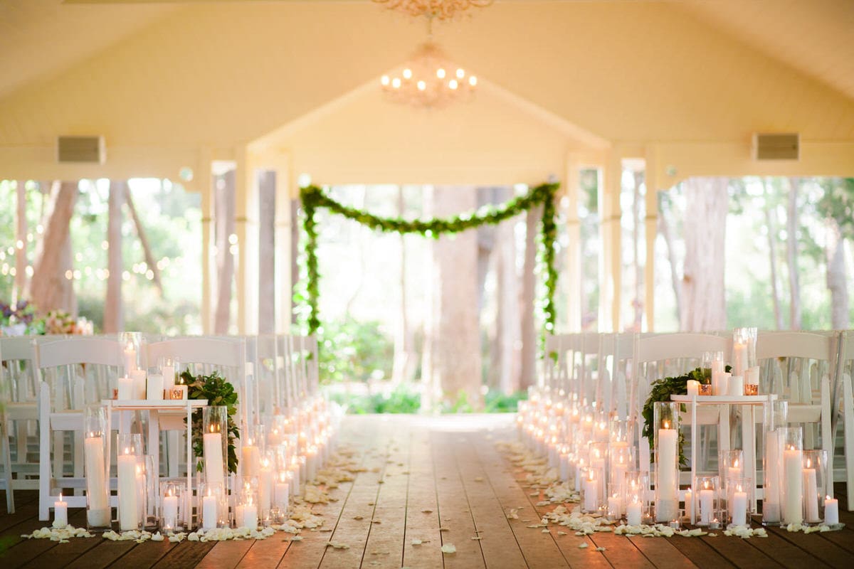 Gabbinbar Homestead wedding photographer ceremony venue candlelit aisle outdoor chapel