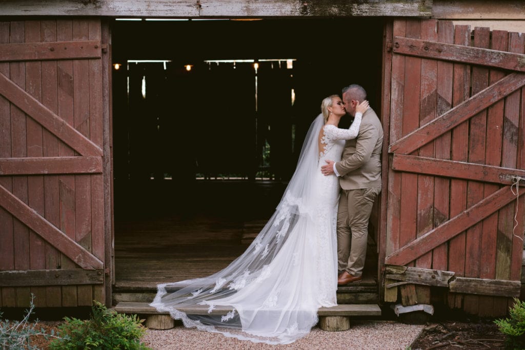 Gabbinbar Homestead wedding photographer country lace wedding dress barn