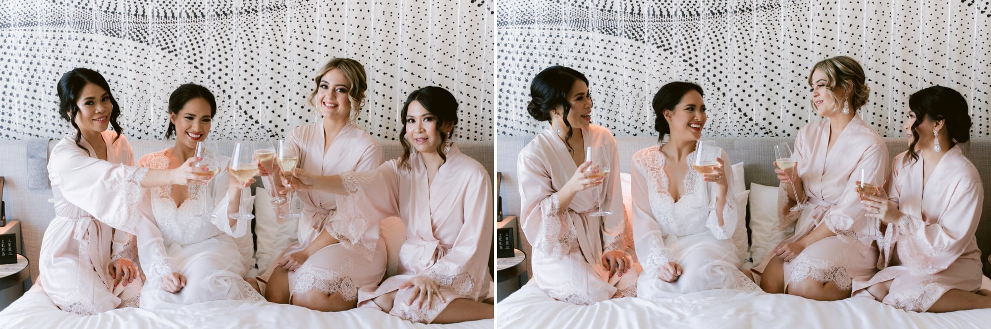 Victoria Park wedding photographer bridesmaids champagne