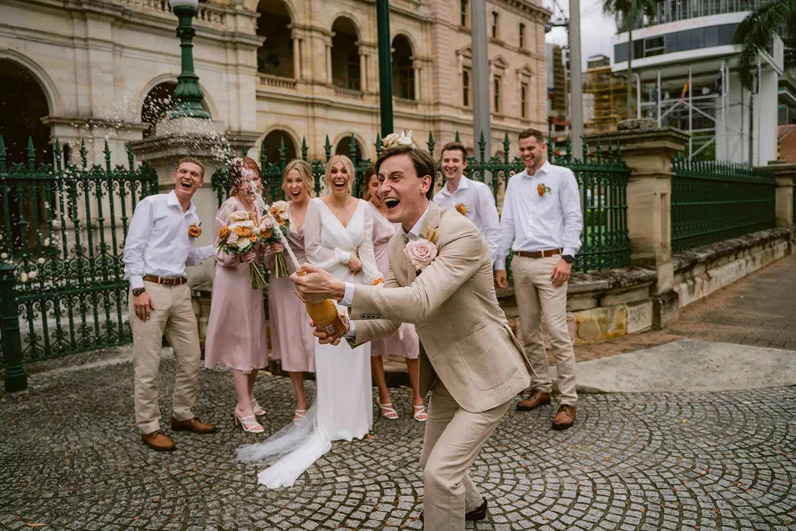 bridal party portraits brisbane parliment house