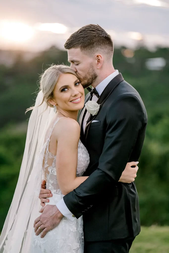 Maleny Manor wedding photography bride and groom on the helipad at the manor